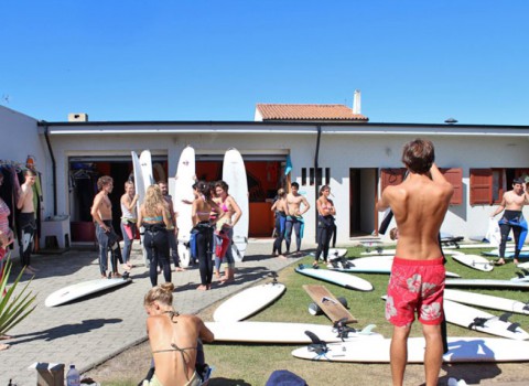 Guests in a surf camp